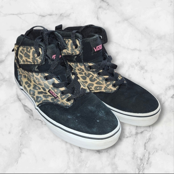 Girls Vans Leopard Print High Top Sneakers - Picture 3 of 7